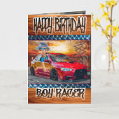 Carte d'anniversaire garçon Racer (Fleur jaune)