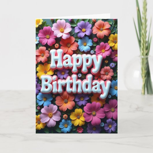 Carte d'anniversaire Garden Script (Devant)