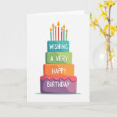 Carte d'anniversaire Gâteau à dégradé (Fleur jaune)