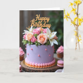 Carte d'anniversaire Gâteau à la Lavande (Fleur jaune)