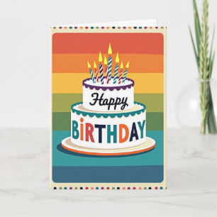 Carte d'anniversaire Gâteau Arc-en-ciel