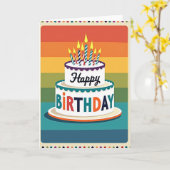 Carte d'anniversaire Gâteau Arc-en-ciel (Fleur jaune)