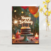 Carte d'anniversaire Gâteau au Chocolat (Fleur jaune)