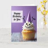 Carte d'anniversaire Gâteau au sourire (Fleur jaune)