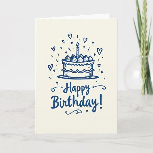 Carte d'anniversaire Gâteau Bleu (Devant)