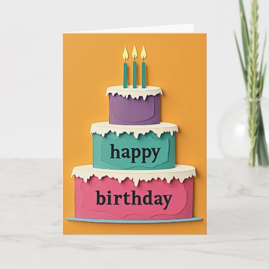 Carte d'anniversaire Gâteau Coloré Sucré (Devant)