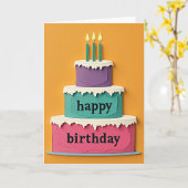Carte d'anniversaire Gâteau Coloré Sucré (Fleur jaune)