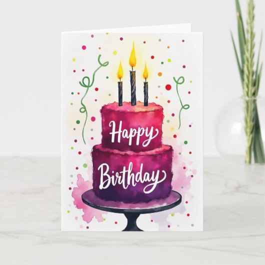 Carte d'anniversaire Gâteau d'Améthyste (Devant)