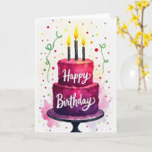 Carte d'anniversaire Gâteau d'Améthyste (Fleur jaune)