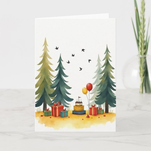 Carte d'anniversaire Gâteau de la Forêt de Fête (Devant)