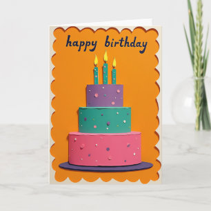 Carte d'anniversaire Gâteau découpé en papier