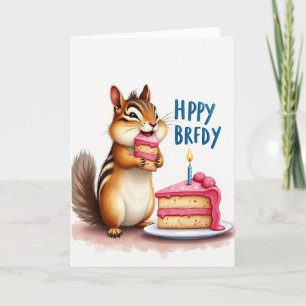 Carte d'anniversaire Gâteau Écureuil