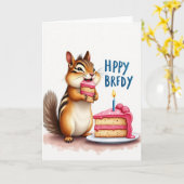 Carte d'anniversaire Gâteau Écureuil (Fleur jaune)