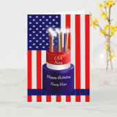 Carte d'anniversaire gâteau et drapeau pour homme  (Fleur jaune)