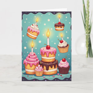 Carte d'anniversaire Gâteau Étoilé