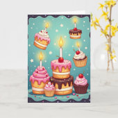 Carte d'anniversaire Gâteau Étoilé (Fleur jaune)