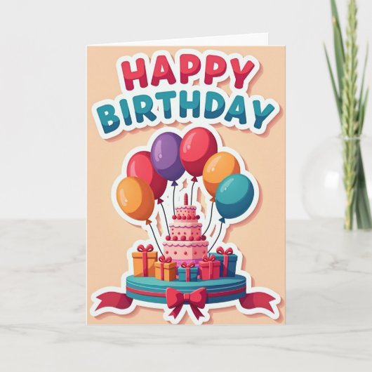 Carte d'anniversaire gâteau fantaisiste (Devant)