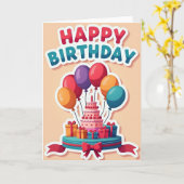 Carte d'anniversaire gâteau fantaisiste (Fleur jaune)