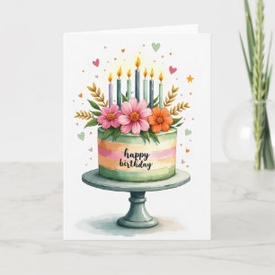 Carte d'anniversaire Gâteau Floral