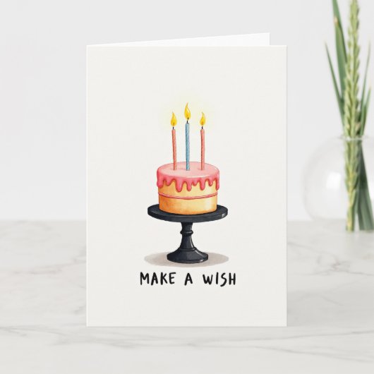 Carte d'anniversaire Gâteau Glaçage Rose (Devant)