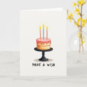 Carte d'anniversaire Gâteau Glaçage Rose (Fleur jaune)