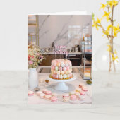 Carte d'anniversaire gâteau macaron sucré (Fleur jaune)