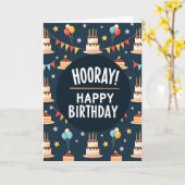 Carte d'anniversaire Gâteau Navy (Fleur jaune)