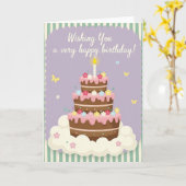 Carte d'anniversaire Gâteau Nuage (Fleur jaune)