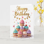 Carte d'anniversaire Gâteau pastel (Fleur jaune)