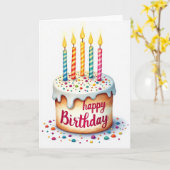 Carte d'anniversaire Gâteau Peint (Fleur jaune)