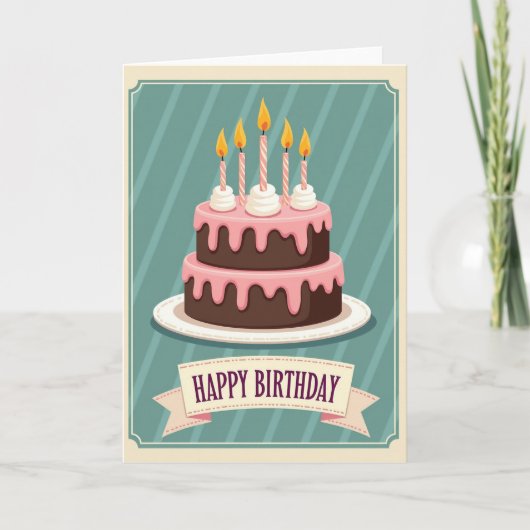 Carte d'anniversaire Gâteau Rétro (Devant)