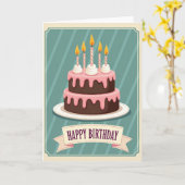 Carte d'anniversaire Gâteau Rétro (Fleur jaune)