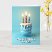Carte d'anniversaire Gâteau superposé bleu (Fleur jaune)
