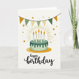 Carte d'anniversaire Gâteau Vert