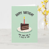 Carte d'anniversaire Gâteau Vert Menthe (Fleur jaune)