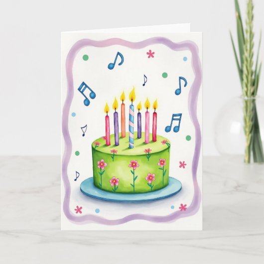 Carte d'anniversaire Gâteau Vert Sucré (Devant)