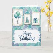 Carte d'anniversaire Gâteau Vignette (Fleur jaune)