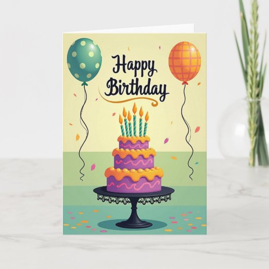 Carte d'anniversaire Gâteau Violet (Devant)