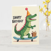Carte d'anniversaire Gator Skateboard (Fleur jaune)