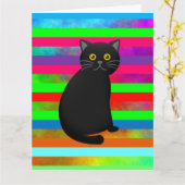 CARTE D'ANNIVERSAIRE GÉANTE CHAT NOIR (Fleur jaune)