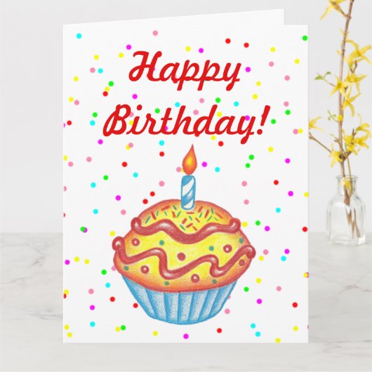 Carte d'anniversaire géante Cupcake (Fleur jaune)