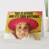 CARTE D'ANNIVERSAIRE GÉANTE DE PETITE VIEILLE DAME (Devant)