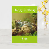 Carte d'anniversaire Gecko (Fleur jaune)