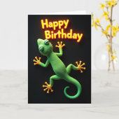 Carte d'anniversaire gecko fantaisiste (Fleur jaune)