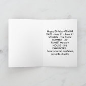 Carte d'anniversaire Gemini Zodiac (Intérieur)