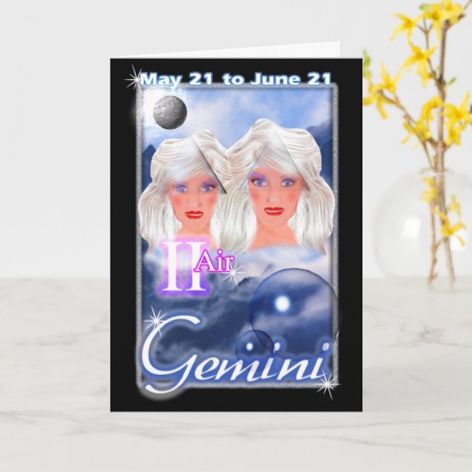 Carte d'anniversaire Gemini Zodiac (Fleur jaune)