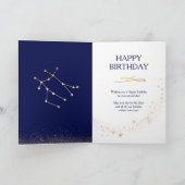 Carte d'anniversaire Gemini Zodiac Navy & Gold Mon (Intérieur)