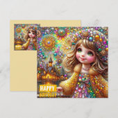 CARTE D'ANNIVERSAIRE ~ Gemmes et feux d'artifice ~ (Devant / Derrière)