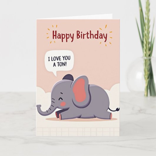 Carte d'anniversaire Gentil Éléphant (Devant)