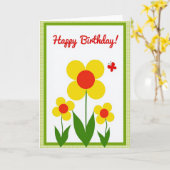 Carte d'anniversaire Geometric Bloom (Fleur jaune)